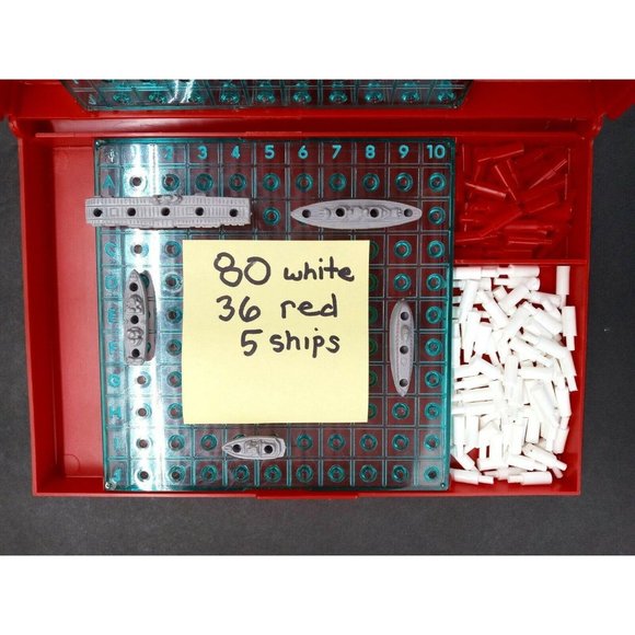 Battleship Red Tray With Ships Pegs Vintage 1967 Replacement Milton Bradley Game - Picture 3 of 5